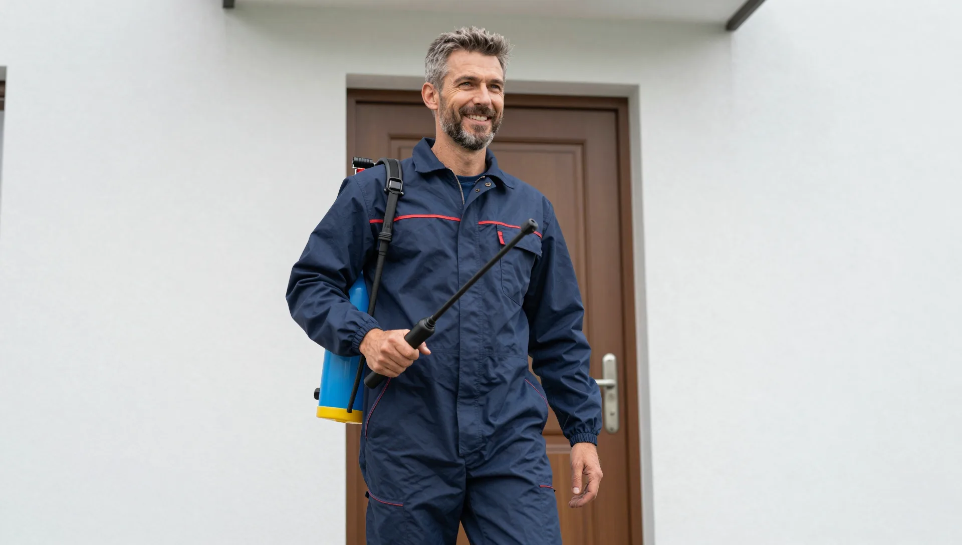 Schädlingsbekämpfer an der Haustür eines Leipziger Altbaus